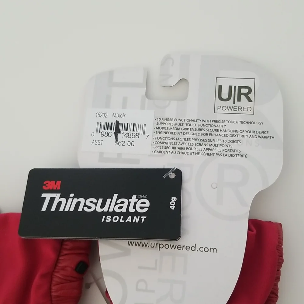 Touch Screen Red Leather Gloves